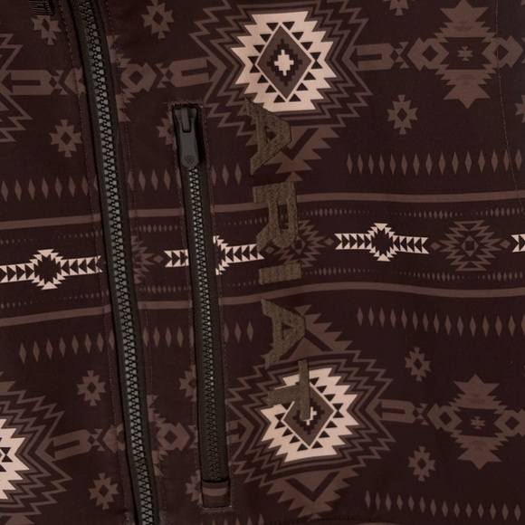 Ariat Logan soft shell zip up vest brown southwest print large - Picture 11 of 14